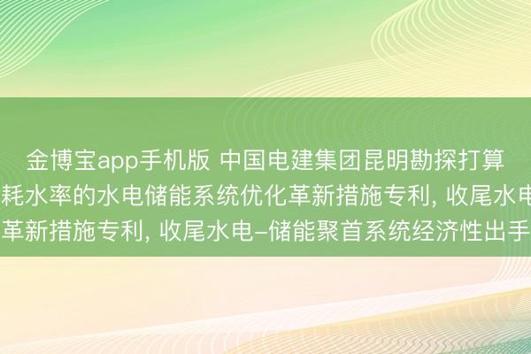 金博宝app手机版 中国电建集团昆明勘探打算盘考院请求计及储能与耗水率的水电储能系统优化革新措施专利， 收尾水电-储能聚首系统经济性出手