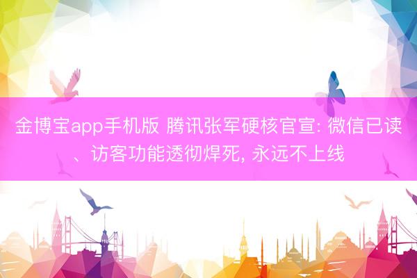 金博宝app手机版 腾讯张军硬核官宣: 微信已读、访客功能透彻焊死， 永远不上线