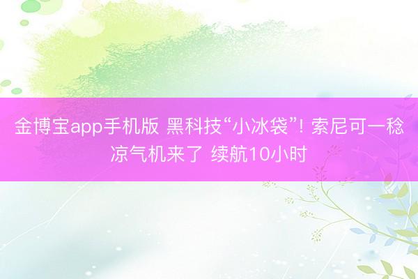 金博宝app手机版 黑科技“小冰袋”! 索尼可一稔凉气机来了 续航10小时