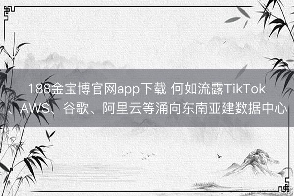 188金宝博官网app下载 何如流露TikTok、AWS、谷歌、阿里云等涌向东南亚建数据中心