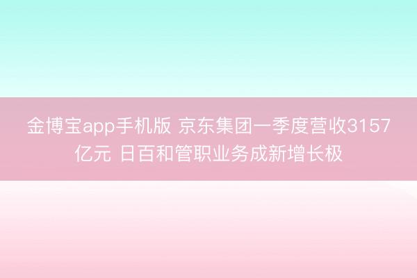金博宝app手机版 京东集团一季度营收3157亿元 日百和管职业务成新增长极