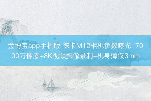 金博宝app手机版 徕卡M12相机参数曝光: 7000万像素+8K视频影像录制+机身薄仅3mm