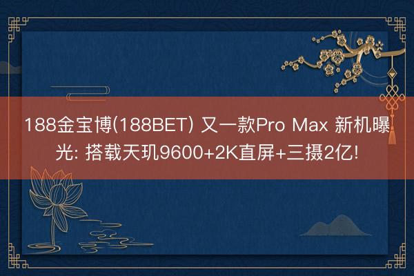 188金宝博(188BET) 又一款Pro Max 新机曝光: 搭载天玑9600+2K直屏+三摄2亿!