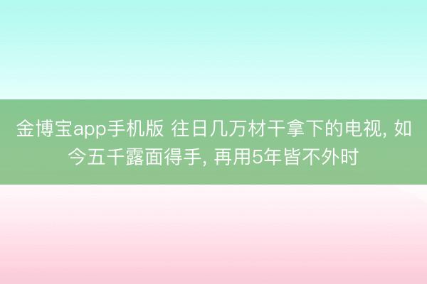 金博宝app手机版 往日几万材干拿下的电视， 如今五千露面得手， 再用5年皆不外时