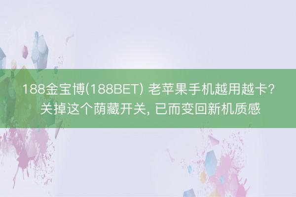 188金宝博(188BET) 老苹果手机越用越卡? 关掉这个荫藏开关， 已而变回新机质感