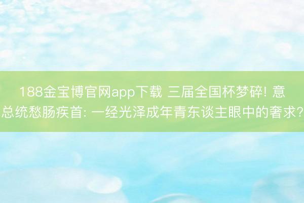 188金宝博官网app下载 三届全国杯梦碎! 意总统愁肠疾首: 一经光泽成年青东谈主眼中的奢求?