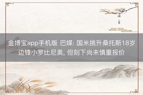 金博宝app手机版 巴媒: 国米挑升桑托斯18岁边锋小罗比尼奥， 但刻下尚未慎重报价